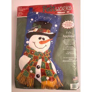 NOS Dimensions Feltworks Sequined Snowman Stocking Kit 18" 8113 2002